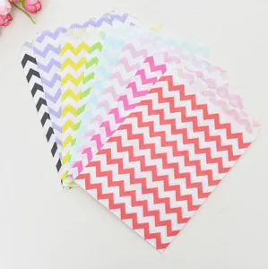 Colorful Wave Pattern Greaseproof Food Paper Bags French Fries Burger Snack Packaging Bags