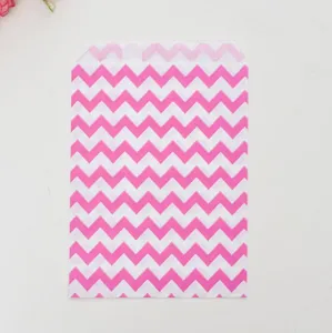 Pink white chevron greaseproof paper bag for snacks fries burgers candy food packaging 1pc