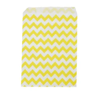 Yellow white chevron paper bag for snacks food packaging french fries and candy paper bag