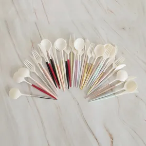20cm disposable plastic cutlery set knife fork spoon party picnic tableware white handle