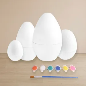 Set de huevos de Pascua de papel maché DIY con botes de pintura y pincel para manualidades