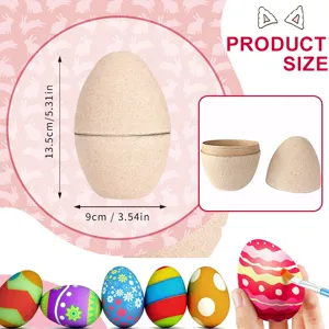 Huevo de Pascua biodegradable de papel, huevo de pulpa DIY con fondo plano, tamaño 13.5x9cm.