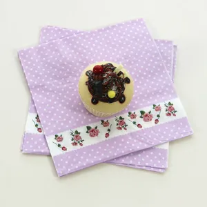 Colorful printed paper napkins with rose theme, square creative tissue for kids party decor