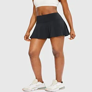 Falda pantalón de tenis plisada negra con shorts para yoga fitness entrenamiento deportivo