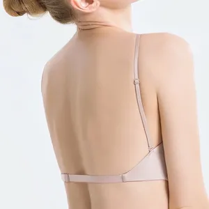 Rugvrije beugeloze bh voor vrouwen, comfortabele nudekleurige triangel bh met laag model.