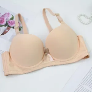 Seamless solid color push-up bra for women, smooth padded daily comfort underwear.
