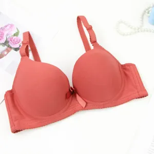 Seamless push-up bra for women, solid color smooth wireless daily comfortable underwear.