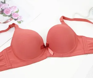 Seamless push-up bra for women, smooth solid color plus size design with charming bow detail.