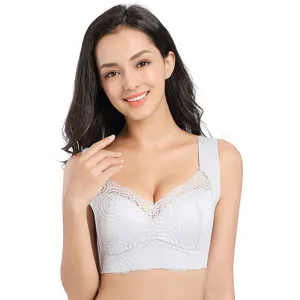 Comodo reggiseno leggero in pizzo per donna, design push-up senza cuciture elegante.