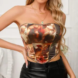 Elegantes trägerloses Damen Korsett Top mit Vintage Renaissance Ölgemälde Kunst Print.