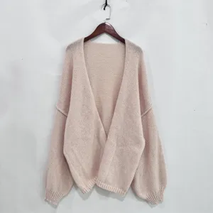 Women's V-neck Oversized Knit Cardigan Casual Long Sleeve Fall Winter Sweater Coat Outerwear