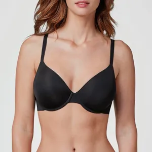 Seamless push-up bra for women, soft underwire, smooth black daily lingerie detail.