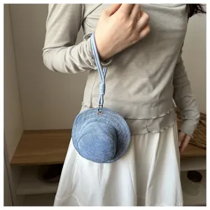 Mini denim hat handbag fashion niche wristlet coin purse unique design cute pouch