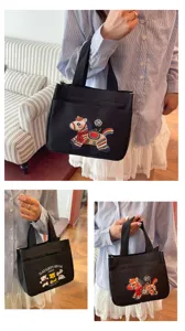 Segeltuch Tragetasche mit süßem Stickerei Design, modische Alltag Handtasche Damen.