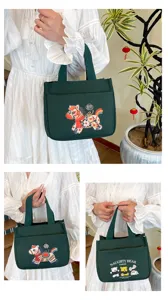 Segeltuch Handtasche mit kreativer Stickerei, lässige Tragetasche für den Pendlerverkehr.