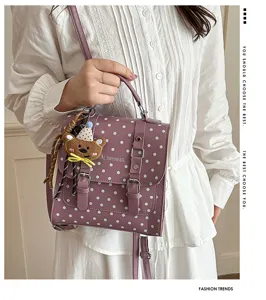 Borsa a mano a pois in stile dolce da donna, borsa a tracolla e zaino in pelle PU versatile.