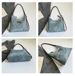 Vista dettagliata da più angolazioni della borsa a tracolla hobo vintage casual donna