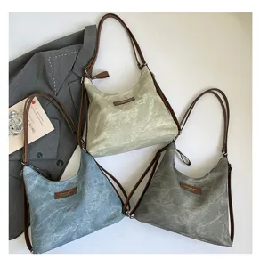 Donna borsa a spalla vintage casual monocolore borsa shopper quotidiana elegante