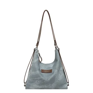 Nuova moda grande capacità casual retrò tela borsa a tracolla donna borsa shopper.