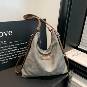 Borsa a tracolla casual in tela grande capacità borsa hobo retrò semplice shopper per lavoro