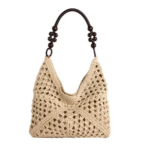 Zomer stro gehaakte schoudertas, grote strand tote tas, casual geweven hobo handtas voor dames.