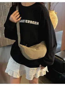 Borsa a tracolla mezzaluna in tela da donna, borsa sportiva casual per uso quotidiano.