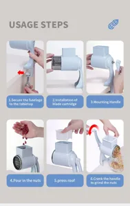 Manual nut grinder detail showing secure installation, blade cartridge, and handle setup.