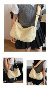 Canvas schoudertas voor vrouwen, leuke sterrenprint grote capaciteit casual crossbody tas.