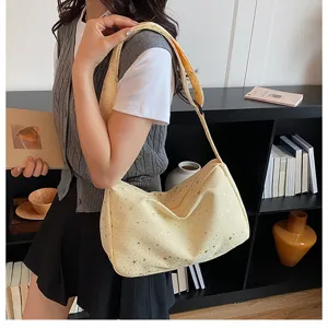 Casual sterprint canvas schoudertas, grote crossbody tas voor dagelijks studentengebruik.