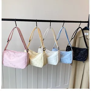 Sterren print canvas schoudertas, grote casual crossbody tas voor dagelijks studenten gebruik.