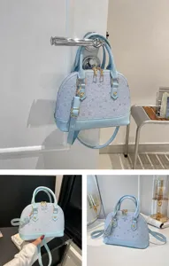 Sac à main dôme bleu minimaliste style coréen femme mode cuir PU sac bandoulière élégant