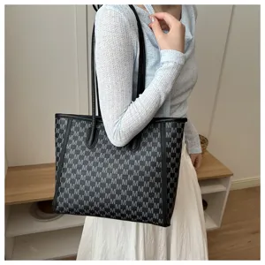 Casual trendy letter print large capacity tote bag, stylish commuting single shoulder underarm bag.