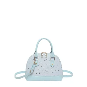 Sac a main coquillage bleu clair pour femme elegante mini sac bandouliere motif etoiles