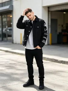 Herren Amerikanischer Stil Zerrissene Denim Jacke Amerikanisch Lässig Distressed Knopfleiste Baumwolle Langarm Streetwear Oberbekleidung Top