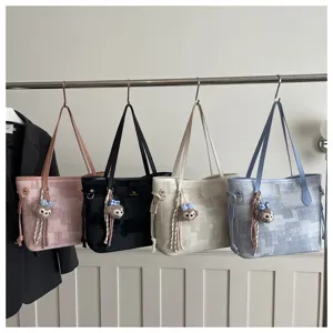 Plaid Shopper Große Kapazität Umhängetasche Frühling Mode Einfache Schultertasche Damen