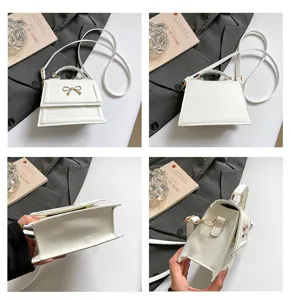 Sac bandoulière blanc chic pour femme avec détail de nœud élégant et bandoulière réglable.