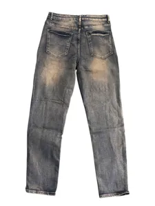Men vintage washed straight leg jeans back detail view casual denim trousers streetwear.