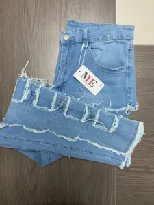 HME jean en denim droit pour homme bleu clair déchiré avec un bel ourlet effiloché