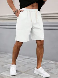 Short en denim décontracté d'été pour homme, coupe ample taille élastique poches.