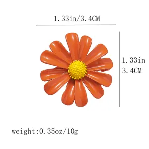 Enamel Daisy Flower Brooch Fashion Alloy Lapel Pin Cute Plant Badge Accessories 3.4cm