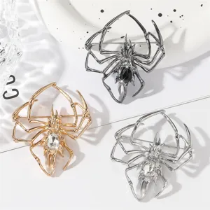 Vintage Halloween Spinne Brosche Zinklegierung Strass Eingelegt Anzug Reversnadel Mode Insekt Schmuck Für Herren Damen Party Geschenk
