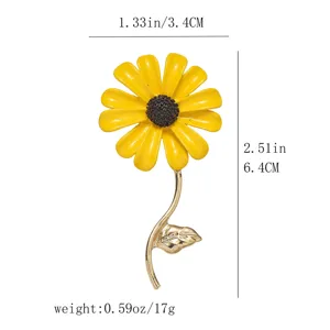 Gänseblümchen Brosche Detailansicht mit Maßen für Damen Sonnenblumen Anstecknadel Modeschmuck