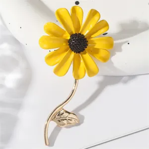 Pastoral Frisch Gänseblümchen Sonnenblume Zinklegierung Lackiert Brosche Pin Für Damen Mode Pendeln Kleidung Reversnadel Dekoratives Zubehör
