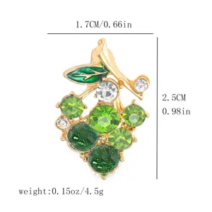 Elegante grüne Kristall Traube Brosche Strass Anstecknadel für Damen Mode 1.7x2.5cm