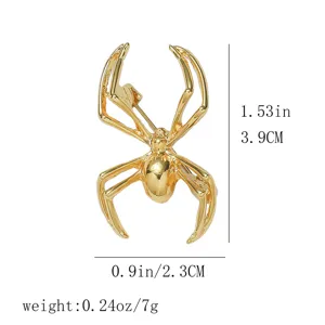 Goldfarbene Metall Spinne Brosche, coole Insekten Anstecknadel für Halloween und Party Outfits.