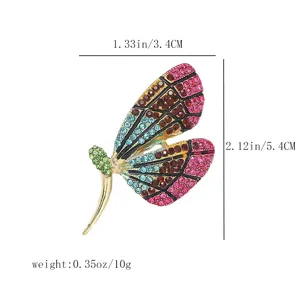 Crystal rhinestone dragonfly brooch pin, alloy fashion insect jewelry for women daily wear