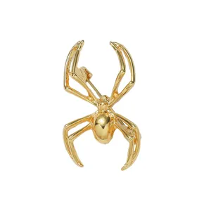 Goldfarbene Legierung Spinne Brosche Detail, poliertes Metall Insekt Design für Anzug.