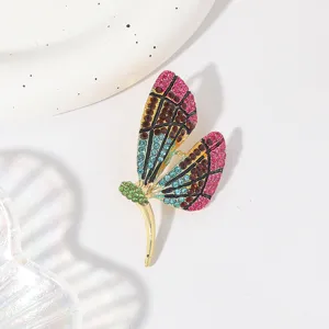 Exquisite alloy rhinestone colorful dragonfly butterfly brooch pin, cute insect scarf clip for women.
