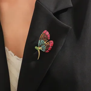 Colorful rhinestone butterfly brooch alloy crystal insect lapel pin jewelry for women