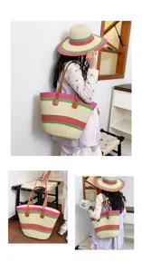 Stilvolle Strohgewebe Tasche für Damen, große Strand Umhängetasche für Sommer Reisen Outdo.